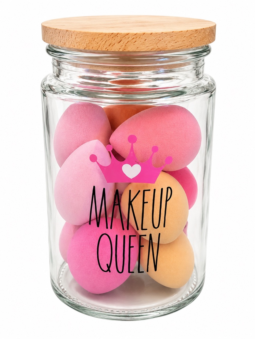 Rae Dunn “MAKEUP QUEEN” Glass Vanity Jar